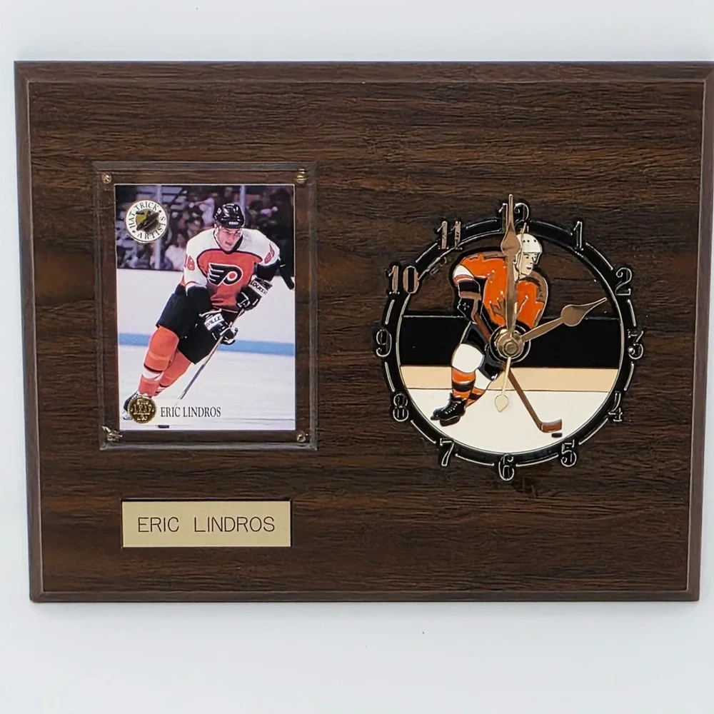 Eric Lindros Philadelphia Flyers Wood Plaque Vintage NHL Hockey Wall‎ Clock 8x10